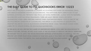 A quick method to resolve the QuickBooks Error 15223