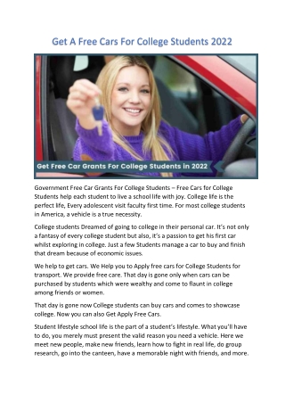 Get A Free Cars For College Students 2022