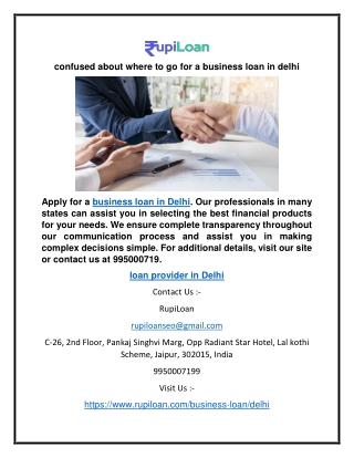confused about where to go for a business loan in delhi