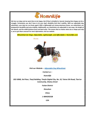 Adjustable Dog Wheelchair
