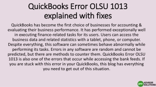 QuickBooks Error OLSU 1013