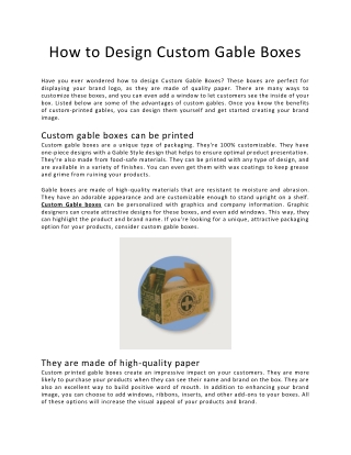 How to Design Custom Gable Boxes