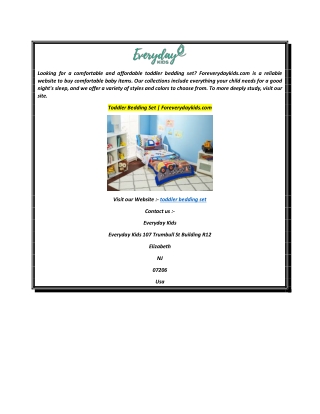 Toddler Bedding Set Foreverydaykids.com