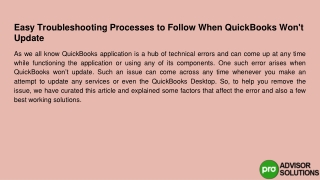 Follow the Troubleshooting Procedures When QuickBooks Won't Update