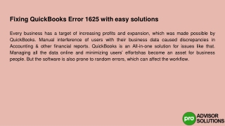 Learn How to Fix QuickBooks Error 1625 With Easy Solutions