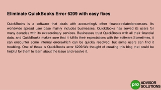 Learn how to fix QuickBooks error 6209 with easy fixes