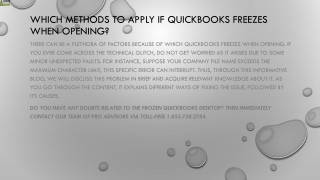 Easy way to fix QuickBooks freezes when opening issue