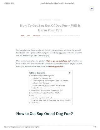 How To Get Sap Out Of Dog Fur - Will It Harm Your Pet_