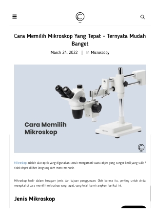 Cara Memilih Mikroskop Yang Tepat - Ternyata Mudah Banget