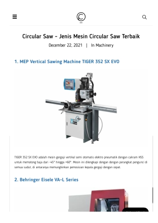 Circular Saw - Jenis Mesin Circular Saw Terbaik