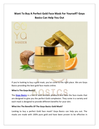 Want To Buy A Perfect Gold Face Mask For Yourself