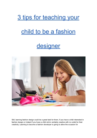 3 tips for teaching your child to be a fashion designer