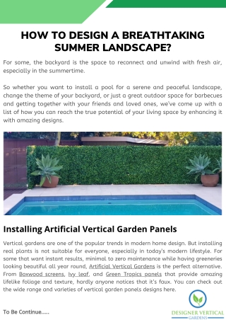 How To Design A Breathtaking Summer Landscape?