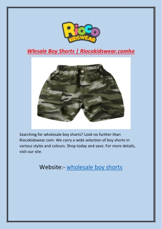 Wholesale Boy Shorts | Riocokidswear.com