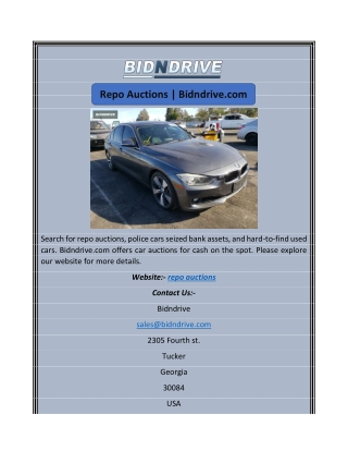 Repo Auctions | Bidndrive.com