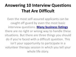 Answering 10 Interview Questions That Are Difficult