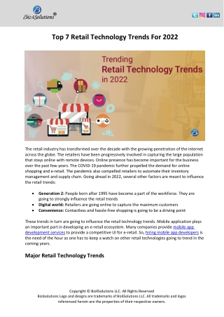 Top 7 Retail Technology Trends For 2022