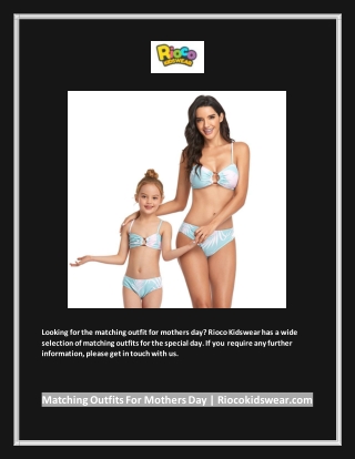 Matching Outfits For Mothers Day | Riocokidswear.com