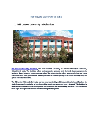 TOP Private  university in  India