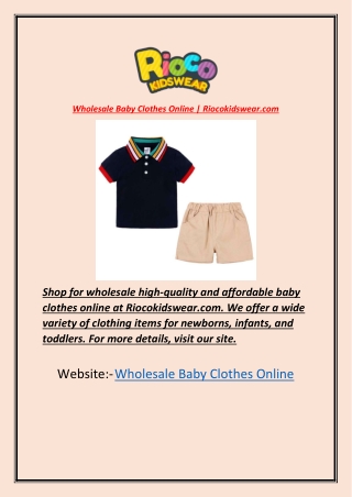 Wholesale Baby Clothes Online | Riocokidswear.com