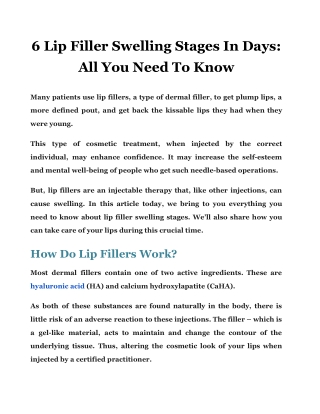 6 Lip Filler Swelling Stages In Days: All You Need To Know