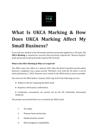 What Is UKCA Marking & How Does UKCA Marking Affect My Small Business ?
