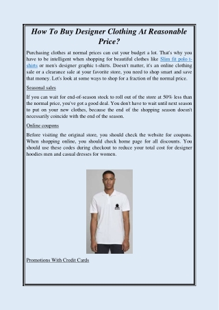 How To Buy Designer Clothing At Reasonable Price