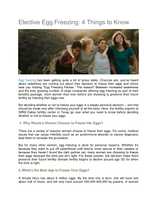 Elective Egg Freezing 4 Things to Know