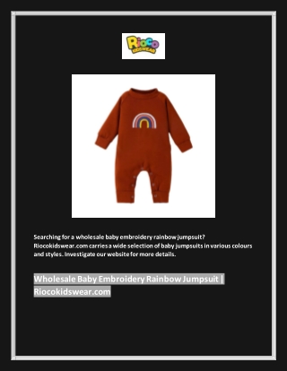 Wholesale Baby Embroidery Rainbow Jumpsuit | Riocokidswear.com