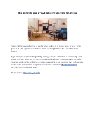 The Benefits and Drawbacks of Furniture Financing