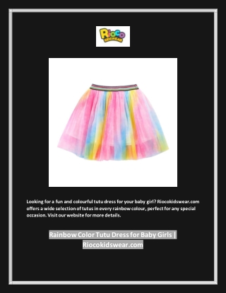 Rainbow Color Tutu Dress for Baby Girls | Riocokidswear.com