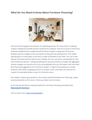 What Do You Need to Know About Furniture Financing?