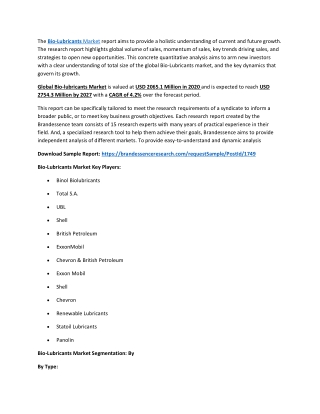 Bio-Lubricants Market Growth, Trends| COVID-19 Impact, Size & Analysis | Industr