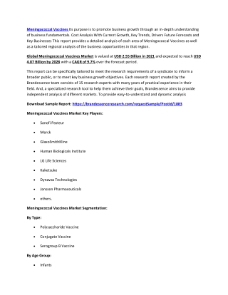 Meningococcal Vaccines Market Growth, Trends| COVID-19 Impact, Size & Analysis |
