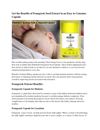 Get the Benefits of Fenugreek Seed Extract in an Easy to Consume Capsule