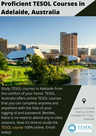 Proficient TESOL Courses in Adelaide, Australia