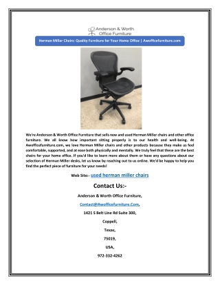 Herman Miller Chairs: Quality Furniture for Your Home Office | Awofficefurniture