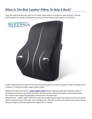 What Is The Best Lumbar Pillow To Help A Back