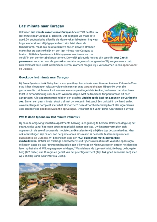 Bahia | Last minute naar curacao
