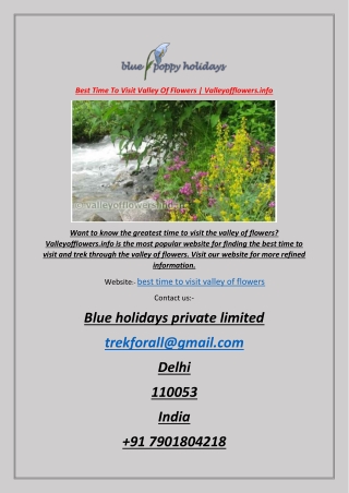 Best Time To Visit Valley Of Flowers | Valleyofflowers.info