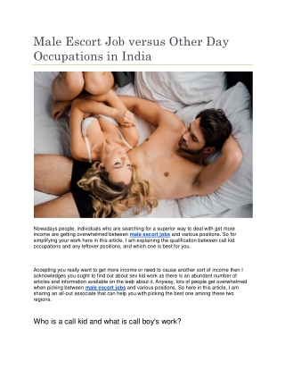 Male Escort Job Versus Other Day Occupations In India