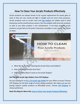 How To Clean Your Acrylic Products Effectively