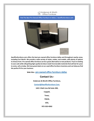 Find The Best Pre-Owned Office Furniture In Dallas | Awofficefurniture.com