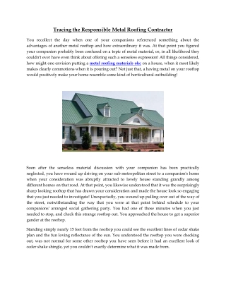 Tracing the Responsible Metal Roofing Contractor