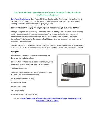 Berg Favorit 380 Black   Safety Net Comfort Inground Trampoline (12.5ft) 35.12.0