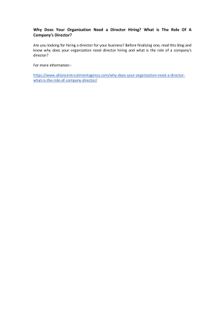 1 director hiring