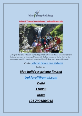 Valley Of Flowers Tour Packages | Valleyofflowers.info