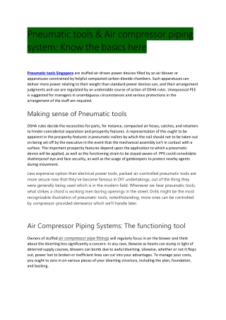 Pneumatic tools Singapore