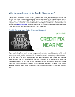 Why do people search for Credit Fix near me