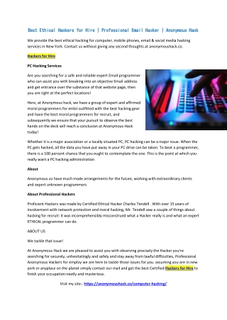 Best Ethical Hackers for Hire | Professional Email Hacker | Anonymous Hack